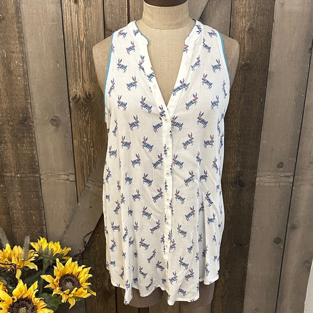 Anthropologie Maeve Sleeveless Rabbit Blouse
